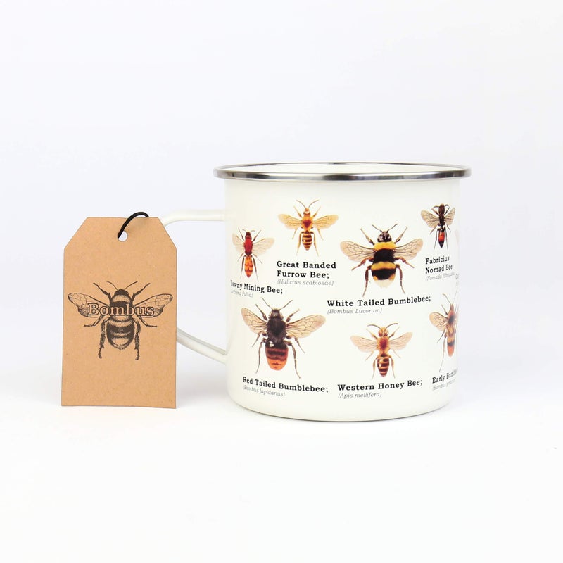 Gift Republic Bee Enamel Mug Outdoor Camping Mug Large Metal Coffee Cup Honeybee Nature Garden Hiking Gift Cute Design Durable Drinking Cup 500ml - Image 2